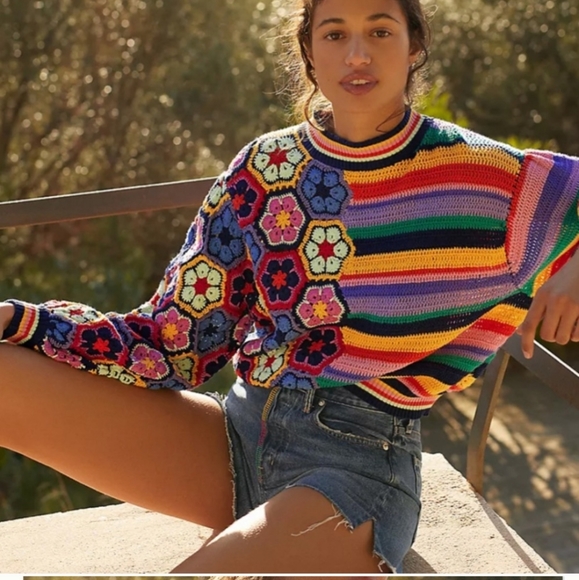 FARM Rio Sweaters - Farm Rio Crochet Sweater